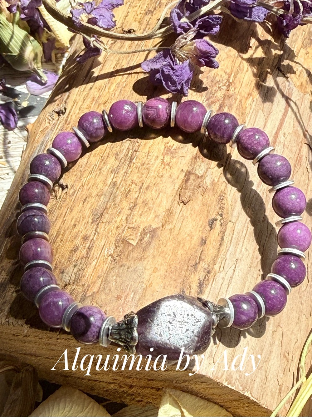 Alquimia Purple Bead Bracelet with Silver Accents